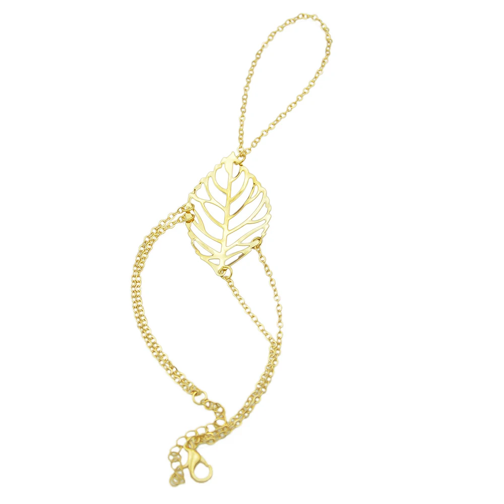 Joywish минималистский золото-Цвет цепи раба Браслеты с листа Форма Bijoux Pulseira feminina