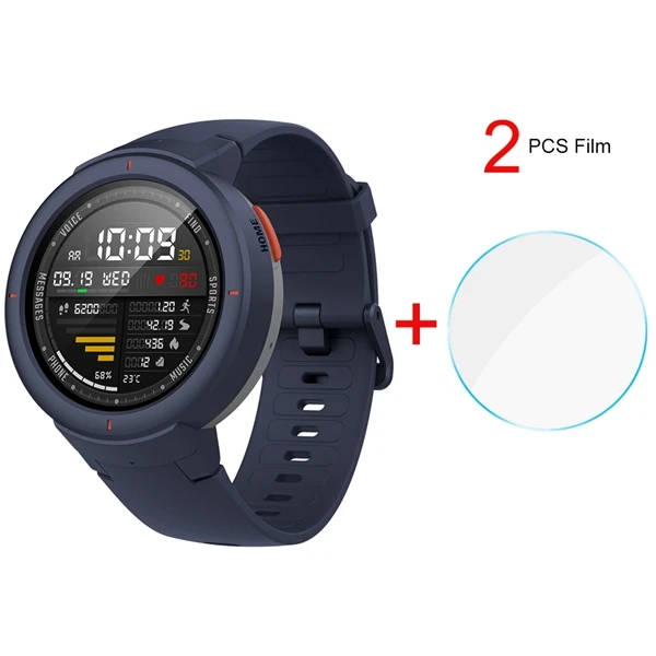 Navy With Free Films Глобальная версия Amazfit Verge Смарт-часы gps Smartwatch AMOLED сенсорный экран IP68 Модернизированный HR датчик Xiaomi часы для мужчин и женщин - Цвет: Navy With Free Films