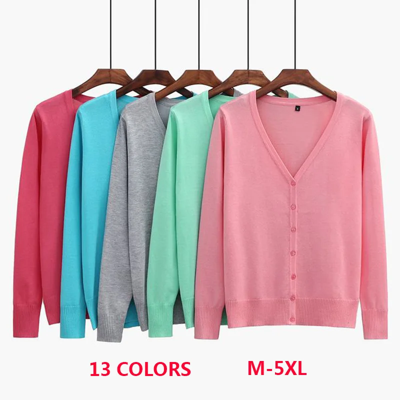 Plus Size M - 5XL 3XL 4XL Cardigan Solid 2018 Autumn Winter Sweater Long Sleeve Women Tops Japan Style |