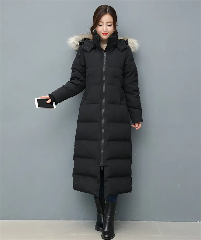 Winter fashion brand good quality big real wolf fur collar duck down coat female zipper stitching hooded warm parkas wq613 | Женская
