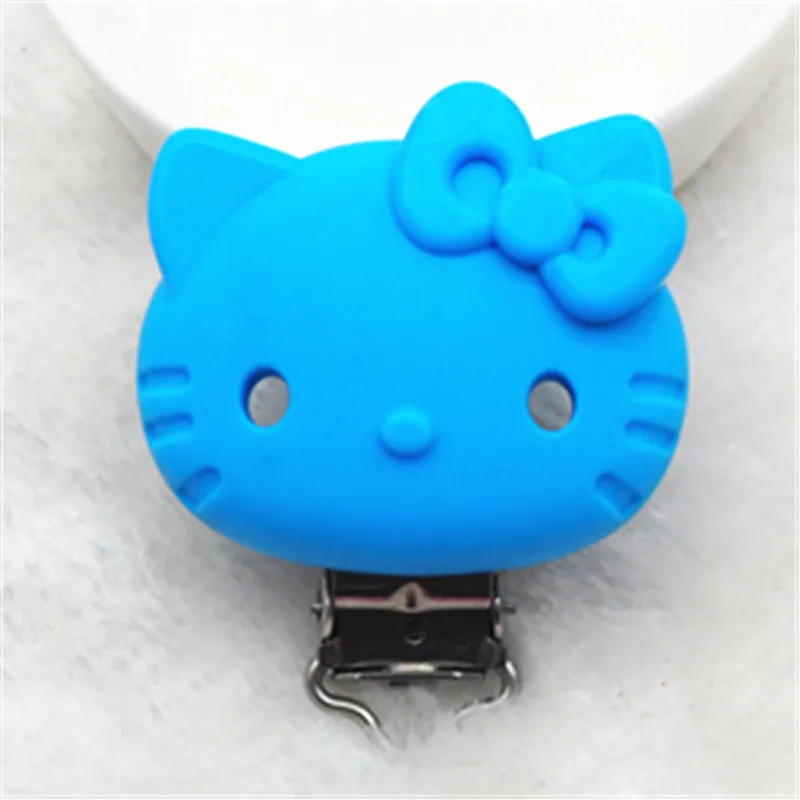 Sky Blue Chenkai 10 шт. силиконовые соски hello kitty для кошек DIY Детские аксессуары для детской кроватки цепочка для прорезывателя держатель для игрушки клипсы BPA бесплатно - Цвет: Sky Blue