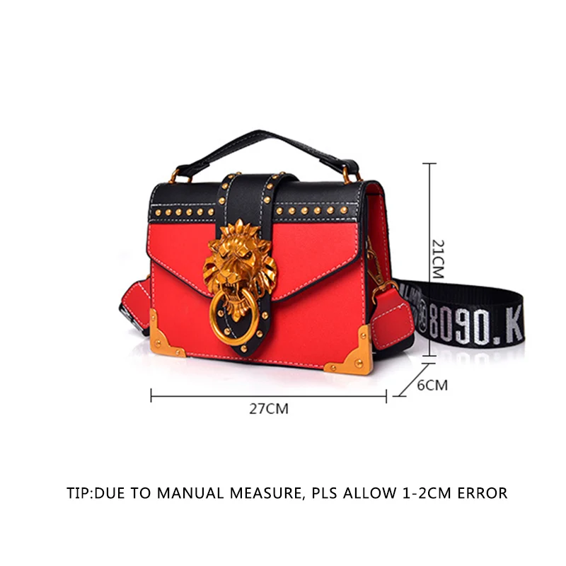 Роскошная женская модная сумка с заклепками металлическая через плечо головой