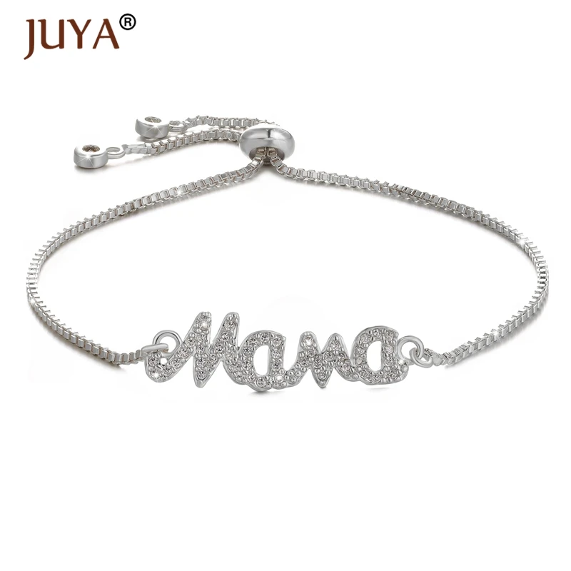 Женский браслет с фианитами Juya New Heart Mama регулируемая цепочка браслеты ручной