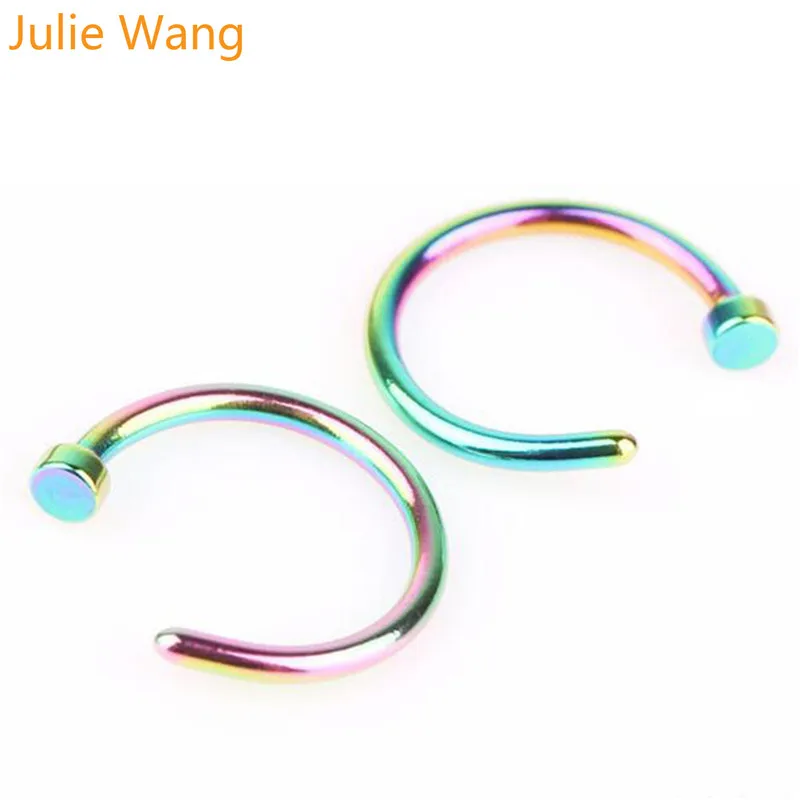 Julie Wang 1 шт. Титановая Сталь 5 цветов носовые кольца с ложным пирсингом обруч для перегородки Пирсинг клип панк женские украшения для тела 6 мм/8 мм/10 мм - Окраска металла: CJ1019-Colorful