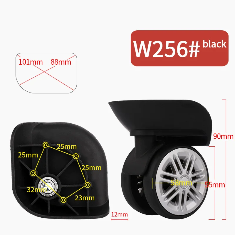 W256(2 Wheels)Black Сменный Чехол на колесиках для багажа, универсальный чехол на колесиках, чехол на колесиках для обслуживания, пароль на колесиках, комплект из 2 предметов, чехол на колесиках - Цвет: W256(2 Wheels)Black