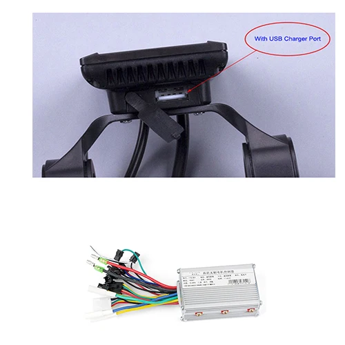 350W 2in1 with USB KUNRAY LCD Ebike Display With e Bike Controller 36V Brushless Controller 350W 24V-48V Battery Power Mileage Speed Time USB Phone - Цвет: 350W 2in1 with USB