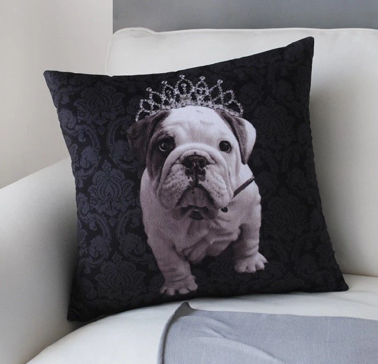 Черный бык собака Корона декоративные наволочки бархат бульдог подушка чехол