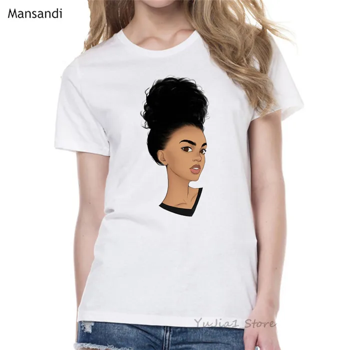 Y52410 Melanin Poppin футболка vogue Футболка женская черная африканская кудрявая волосы девушка футболка с принтом femme harajuku одежда женская футболка Топы - Цвет: Y52410