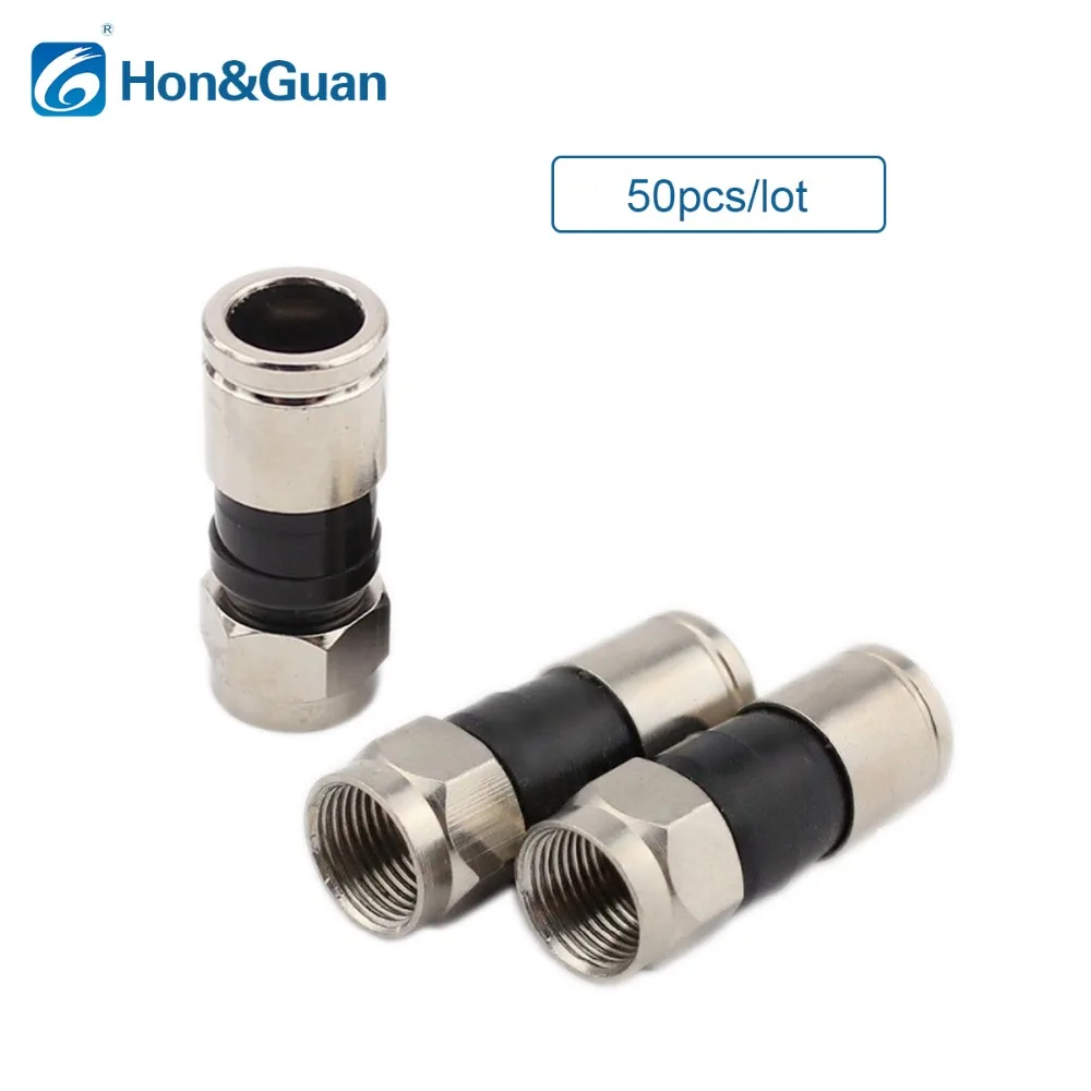 Коаксиальный кабель Hon & Guan 50 шт./лот RG6|connector f|connector rg6connectors for cables |