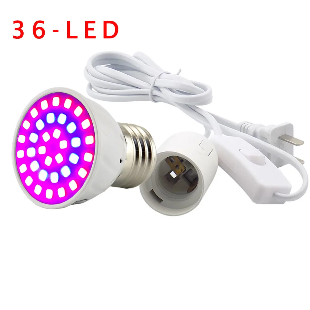 36 LED Светодиодный светильник для растений 3 Вт, 4 Вт, 5 Вт, лампа для выращивания цветов, для помещений, гидропоника, лампы для выращивания растений с кабелем питания переменного тока, светодиодный парниковый светильник - Испускаемый цвет: 36 LED