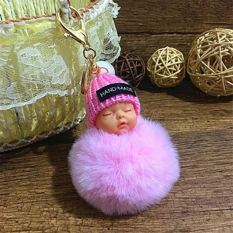 Модный брелок Спящая кукла, Женский пушистый брелок с помпоном, llaveros, помпон, брелок, держатель для ключей, сумка, chaviro Pompon Porte