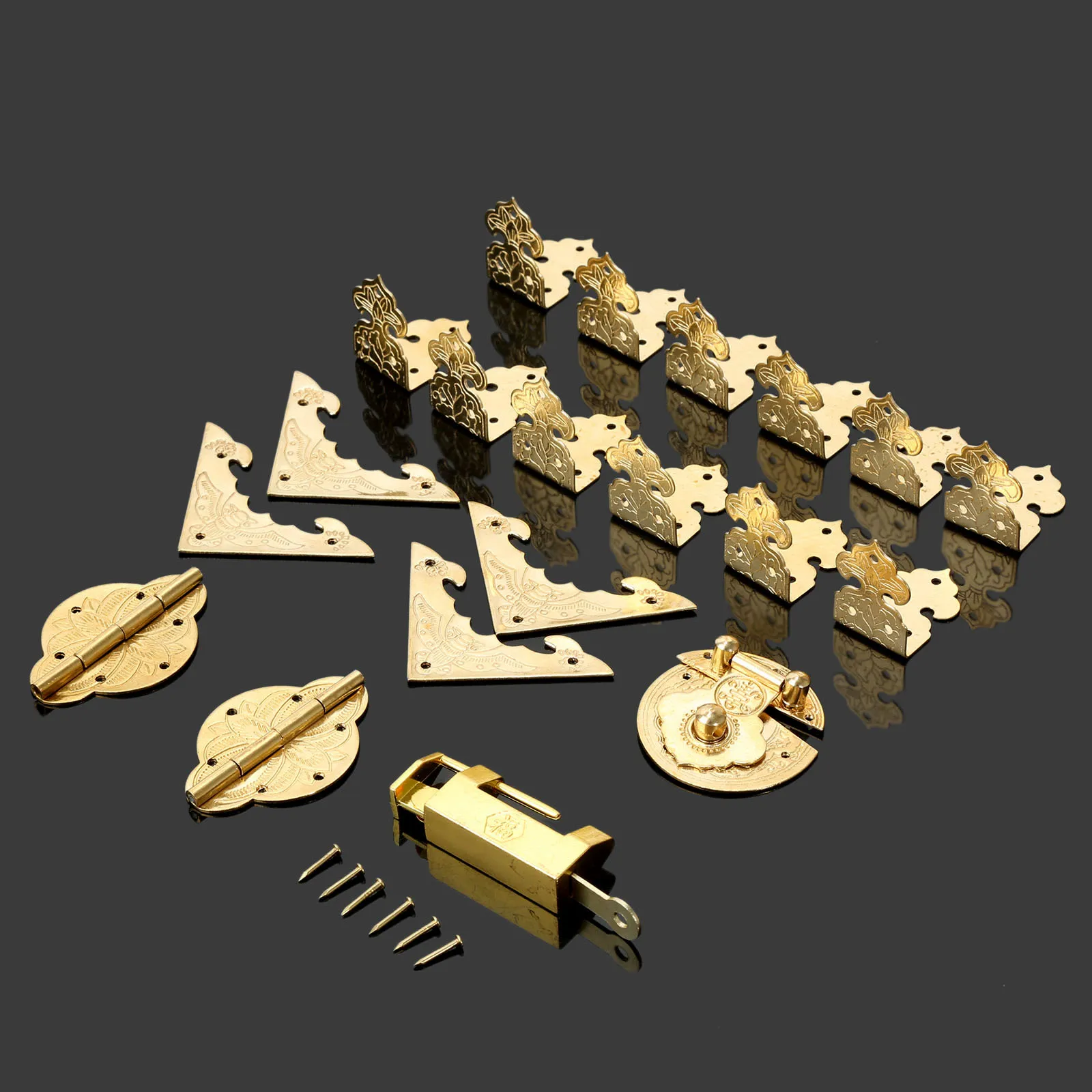 20 шт./компл. старинная фурнитура китайская деревянная коробка защелка шкафа замок петли угловые пластины и