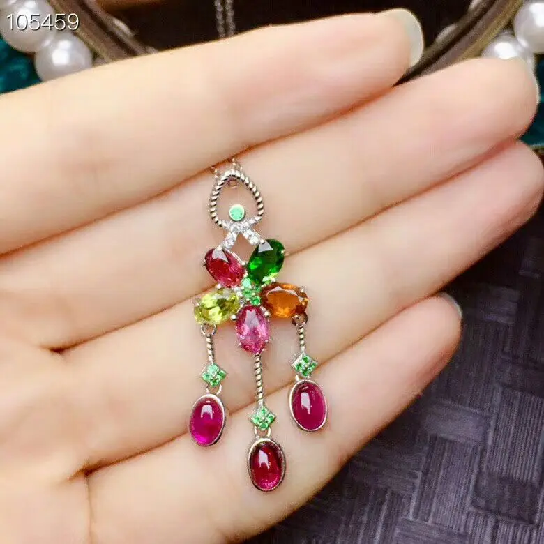 [MeiBaPJ] полностью чистое натуральное турмалиновое большое ожерелье с подвеской