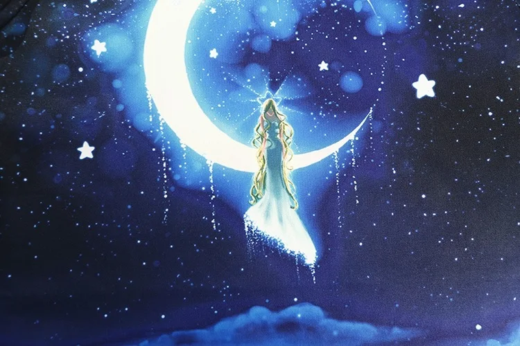 Женский укороченный топ 2018 летний дизайн принт Луны звезды облака приталенный