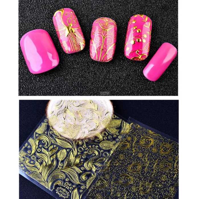 8pcs Gold nail art sticker Nail metal design pattern tape polish gel decorations styling Decal manicure tools | Красота и здоровье