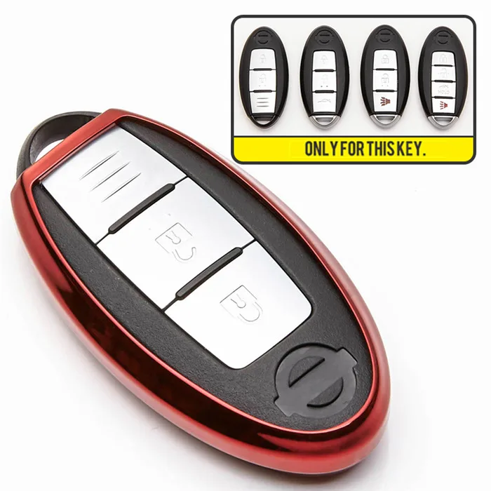 Чехол для ключей автомобиля из ТПУ для Nissan Note Micra K12 Qashqai J10 J11 Juke Teana Leaf Kicks Terrano Key Ring Shell аксессуары - Название цвета: Red
