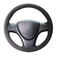 diy sewing on black suede leather steering wheel cover exact fit for suzuki kizashi 2010