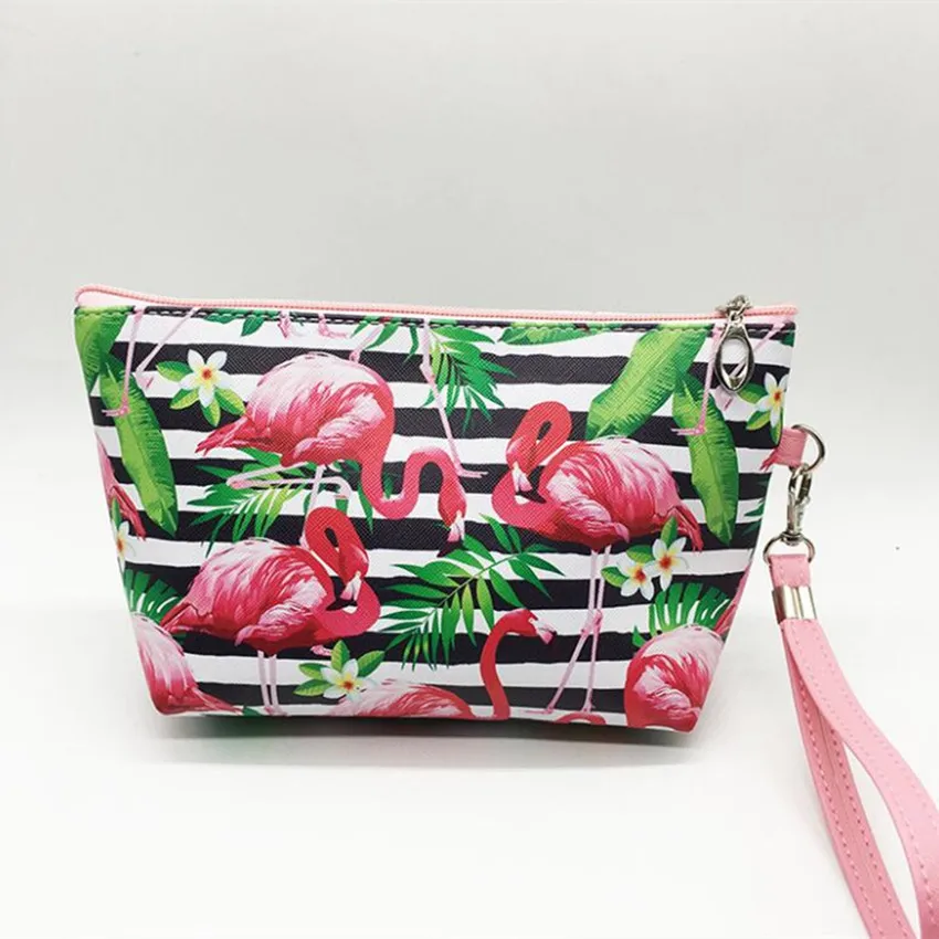 

M385 Fashion Simple Cosmetic Bag Cartoon Pattern Flamingo Cat Clutch Bag PU Waterproof Women Bag