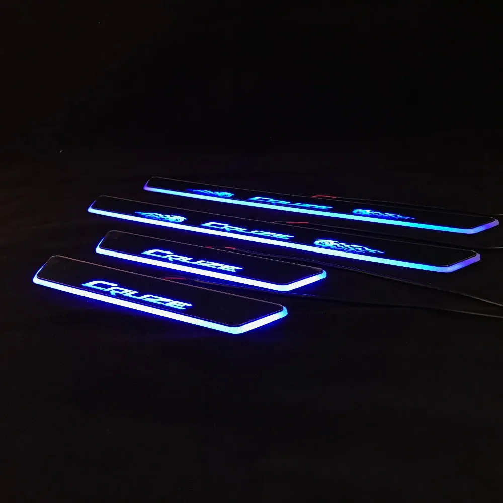 RQXR led движущиеся двери потертости для chevrolet cruze динамический порог пластина плоский накладной поток/фиксированный свет, 4 шт