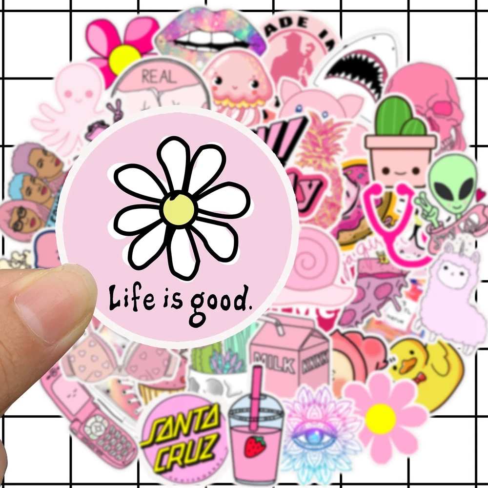 50 шт./упак. Kawaii милые розовые граффити наклейки для автомобиля ноутбук рюкзак из ПВХ дома Наклейка для телефона для велосипедов Водонепроницаемый переводная картинка