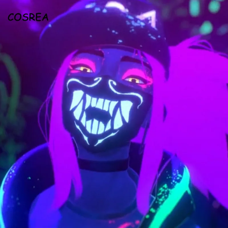 Маска для косплея K/DA KDA akали маска лица Assassin S8 ночная подсветка маски унисекс