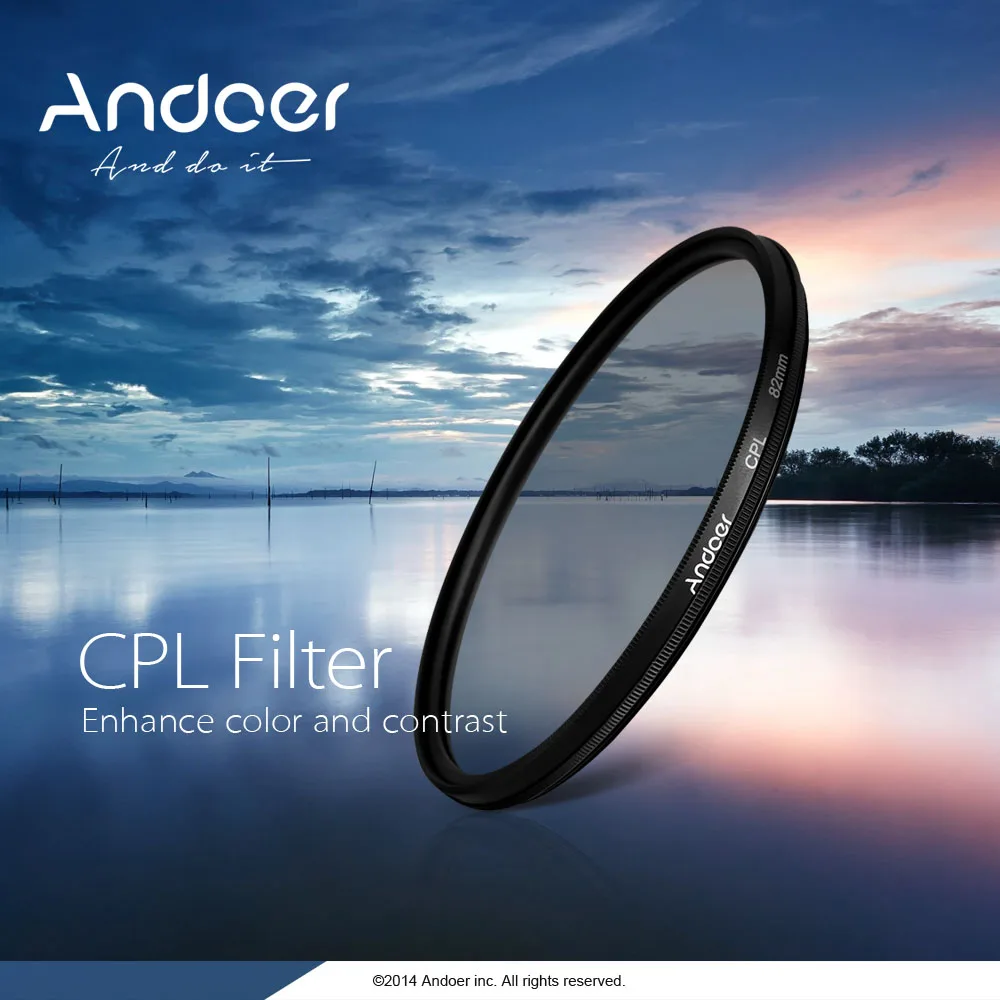 Andoer 58 мм Цифровой Тонкий CPL круговой поляризатор поляризационный стеклянный