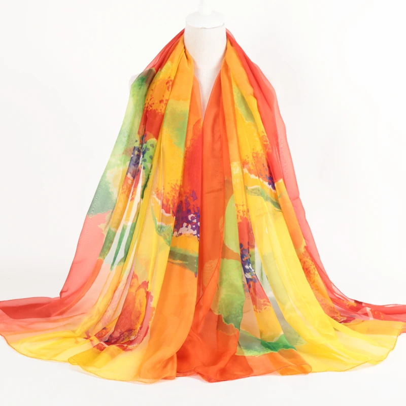 Горячая Распродажа летние цветочные scarver шелковые женские пашмины с принтом