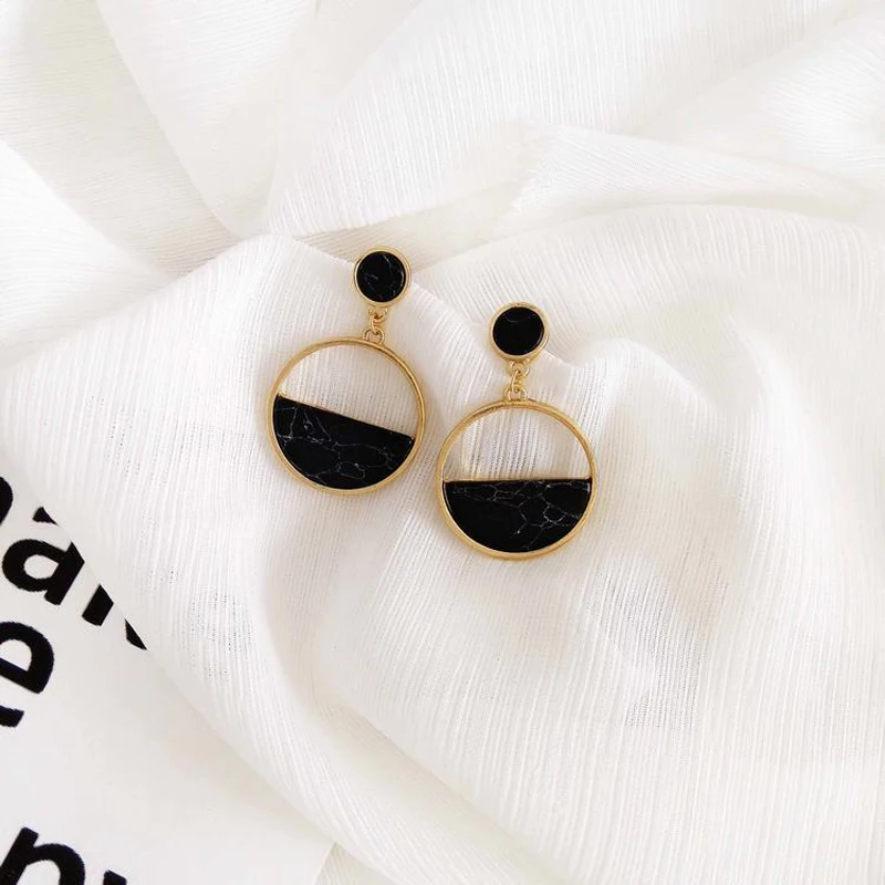 Aretes de mujer Bijoux Femme Round Beautiful Aesthetic Marble Exquisite Vintage Geometric Handmade Drop Earrings 2018 | Украшения и