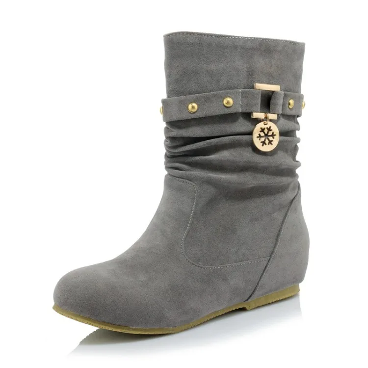 Каждый день Chaussure femme Зимние женские ботинки из флока без шнуровки Женская обувь