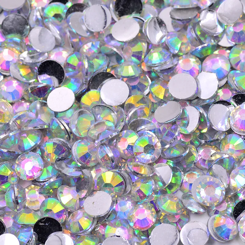 Для детей 2 3 4 5 6 мм прозрачные стразы AB Crystal круглой плоской задней смолы ногтей