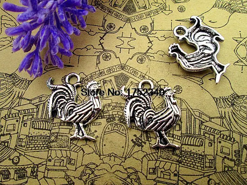25 шт -- Подвески петуха античное тибетское серебро Прекрасная подвеска