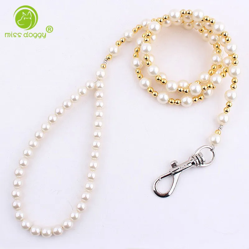 Роскошный поводок для собак с жемчугом прочная проволочная цепь домашних