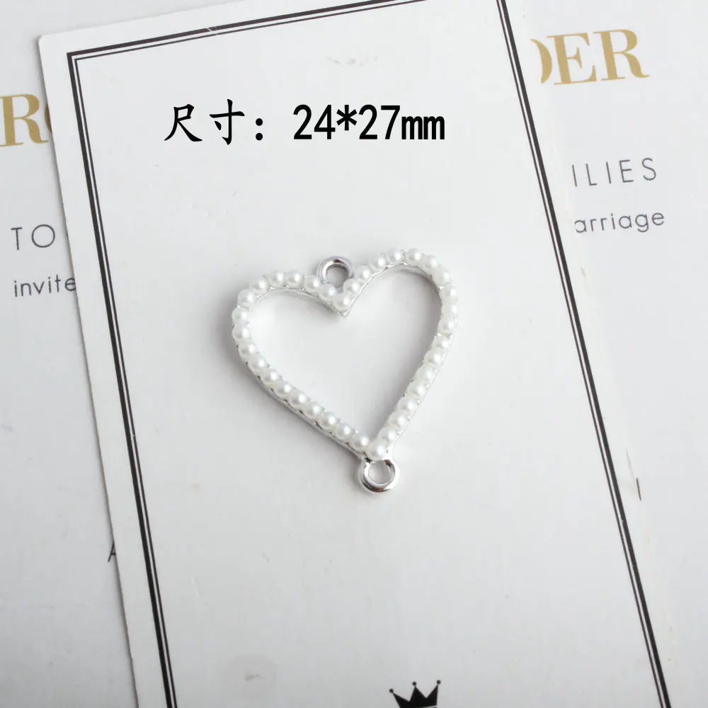 Соединительное ожерелье с имитацией жемчуга и сердца золотистого/серебристого