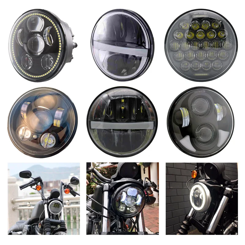 Для Harley Sportster железо 883 Dyna Улица Боб FXDB 80 Вт 40 45 75 5 3 / 4 ''дюймов черный проектор