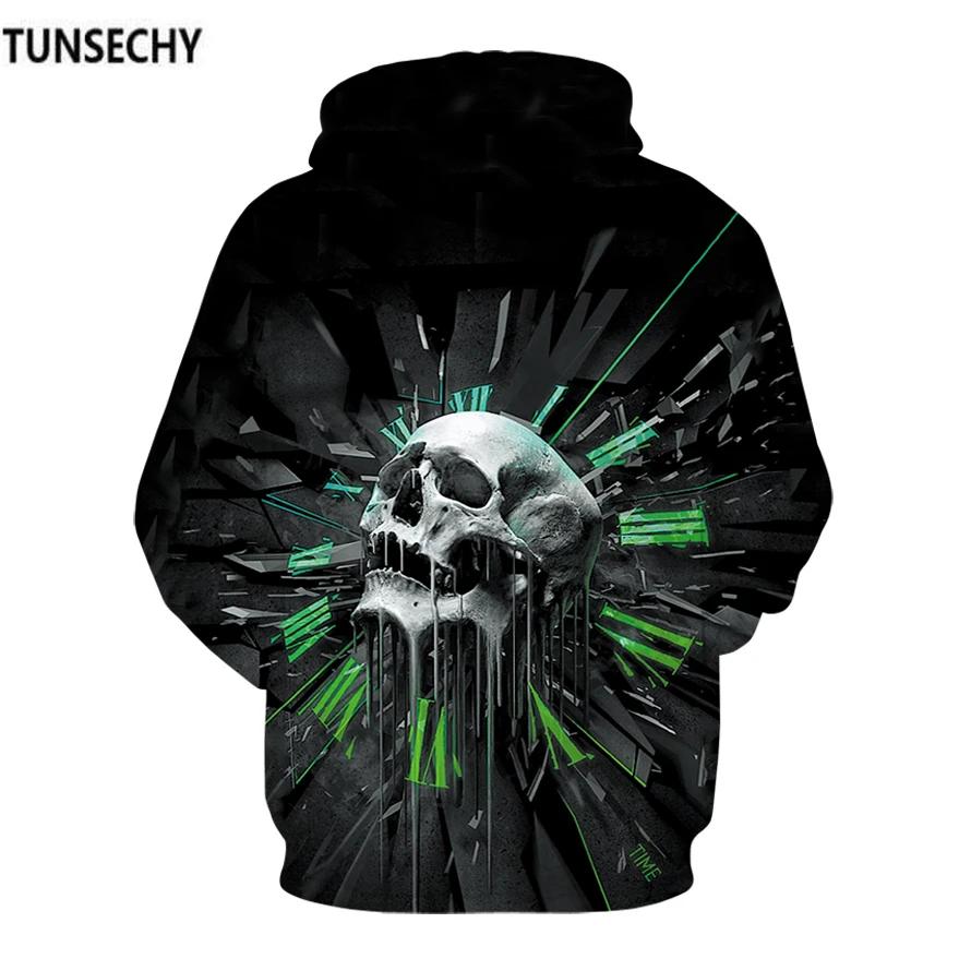 

TUNSECHY Skull 3D Digital printing Hoodies Sweatshirt Men's Pullover Autumn Winter Hip Hop Tracksuit Hoodie Free transportation
