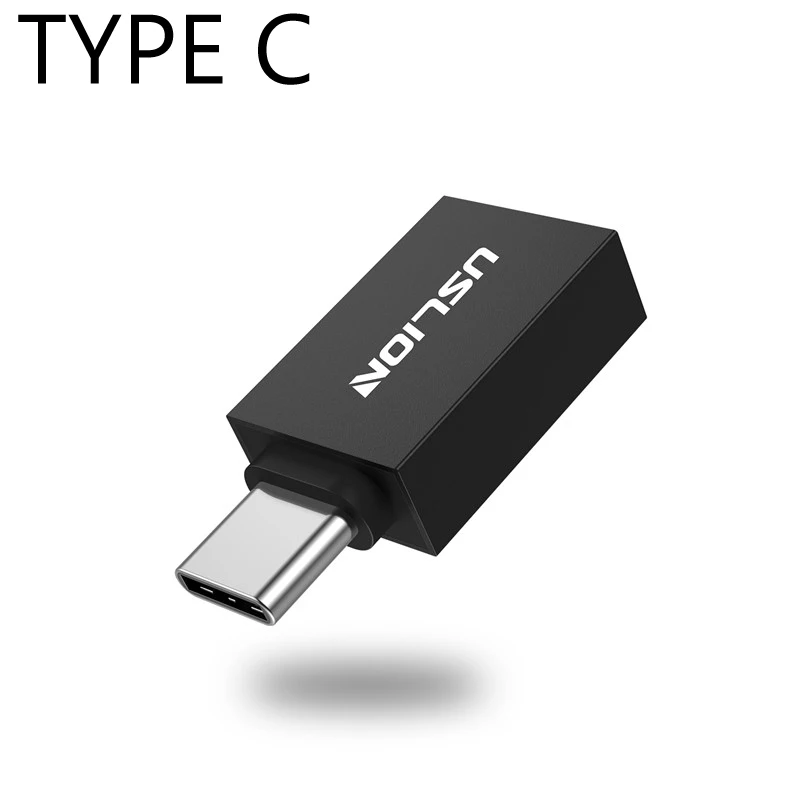 Black Type C USLION usb type C к USB 3,0 type-C адаптер OTG Mciro Кабельные конвертеры для samsung S10 S9 S8 для Macbook USB C OTG адаптер - Цвет: Black Type C