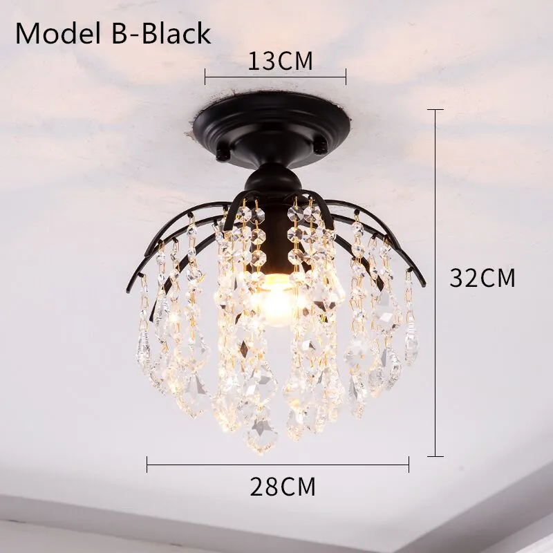 Model B-Black Винтажный светодиодный подвесной светильник с кристаллами, люстры, Золотой Железный потолочный светильник, Домашний Светильник, Светильники для украшения дома, гостиной, отеля - Цвет корпуса: Model B-Black