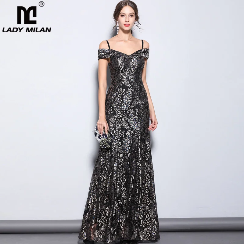 Женское вечернее платье на тонких бретельках многослойное Элегантное Длинное