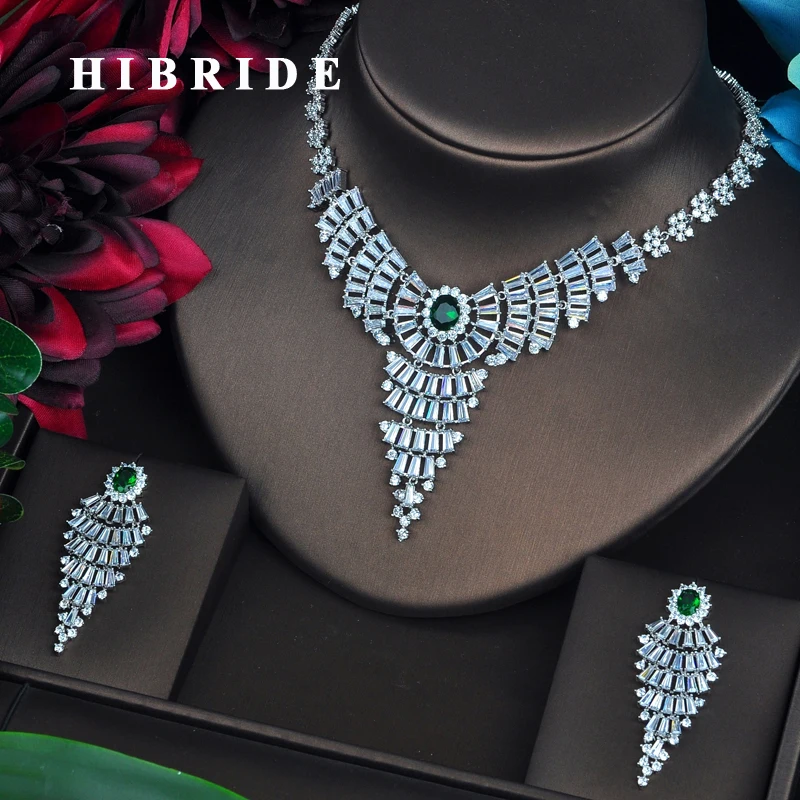 HIBRIDE Sparkling Fashion Design AAA CZ Jewelry Sets For Women Necklace Set Wedding Dress Accessories Party Show Gifts N-472