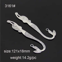 20pcslot 12118mm antique silver charms double sided mermaid bookmarks pendants jewelry