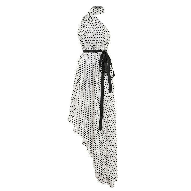 Женское элегантное платье макси без рукавов Элегантное Длинное в горошек с