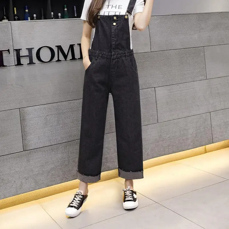 2018 Для женщин синий широкую ногу джинсы комбинезон Дамы Джинсовые комбинезоны