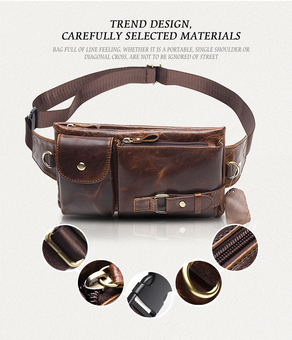 

Genuine Leather Waist Packs Fanny Pack Belt Bag Phone Pouch Bags Travel Waist Pack Male Small Waist Bag Leather Pouch