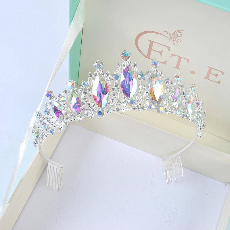 Новая мода Роскошная корона в стиле барокко с кристаллами AB для невесты Женская
