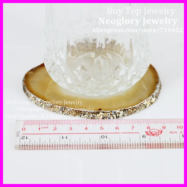 Полудрагоценные камни подставка для чашек стеклянная напитков Кварцевая Жеода 5