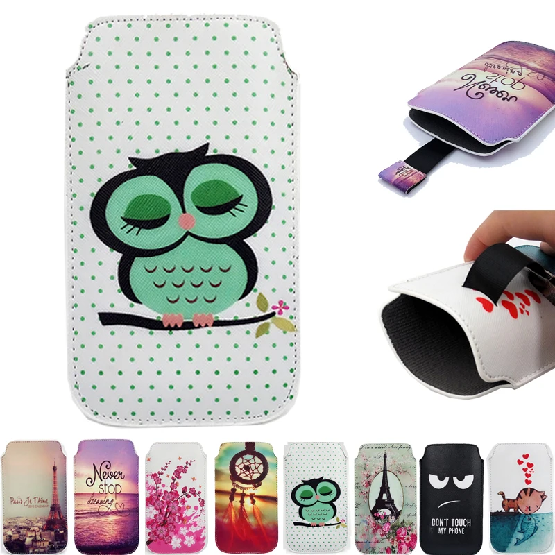 New For ARCHOS 50 Cesium Case Cover Universal Pull Tab PU Leather Pouch Sleeve Owl Cartoon Bag |