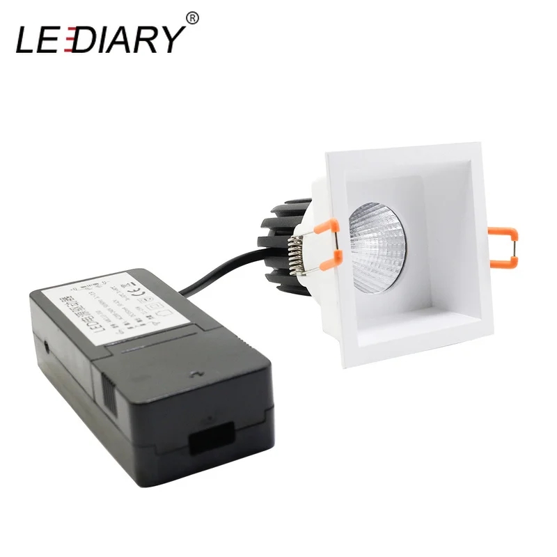 

LEDIARY 75mm Cut Hole Square LED Spot Downlights For Living Room 220V-240V 5W/10W/15W Replaceable Light Source Isolated Driver