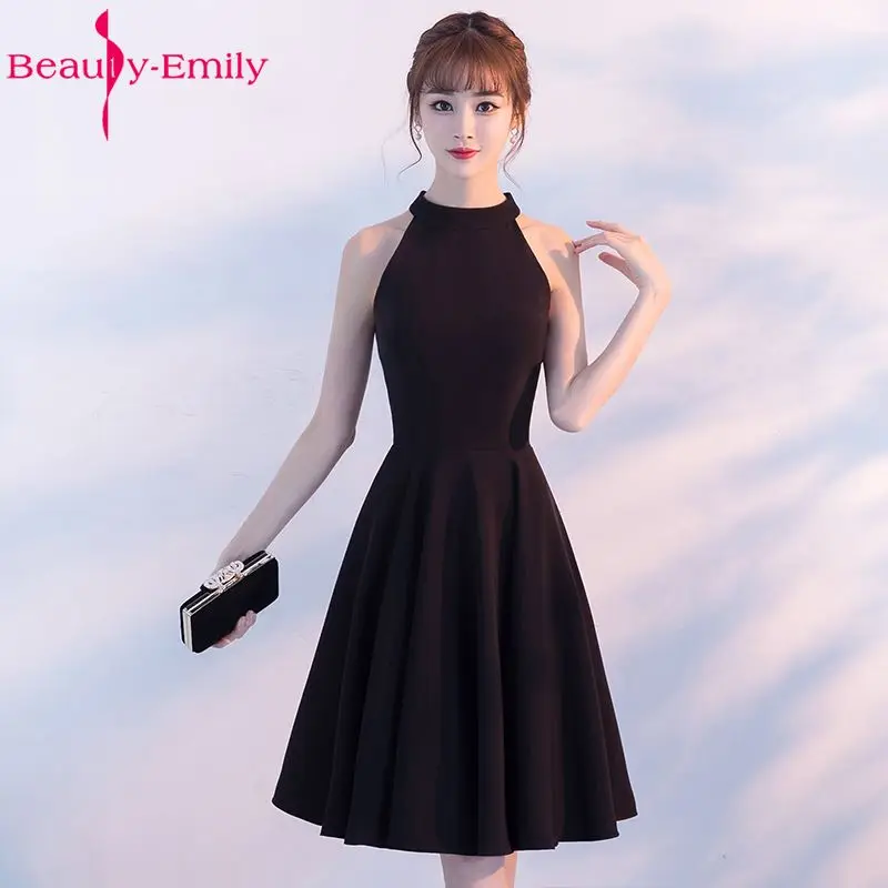 Женское Короткое платье трапеция Beauty Emily черное для выпускного вечера вечернее