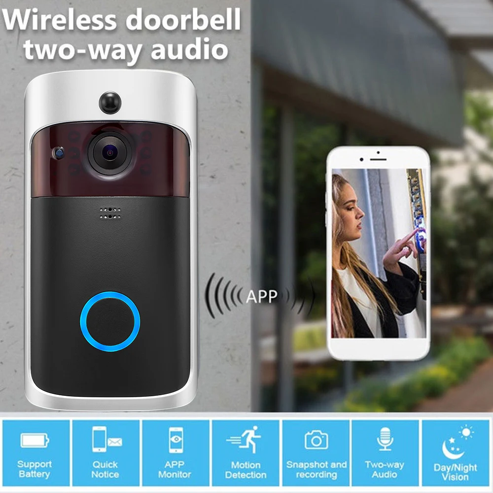 Умный Дверной Звонок с Камерой WiFi Видео Домофон камеры Wi Fi Кольцо ИК Датчик