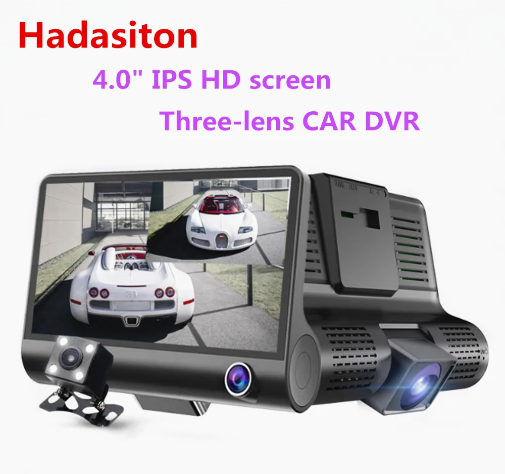 " HD ips экран 1080P трёхлинзовый Автомобильный видеорегистратор для вождения ночное видение/g-сенсор/Обнаружение движения/циклическая запись